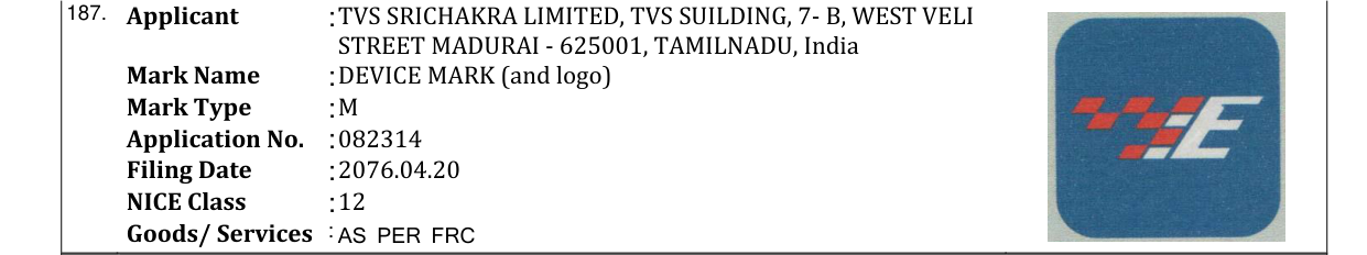 Original bulletin entry for DEVICE MARK (and logo)