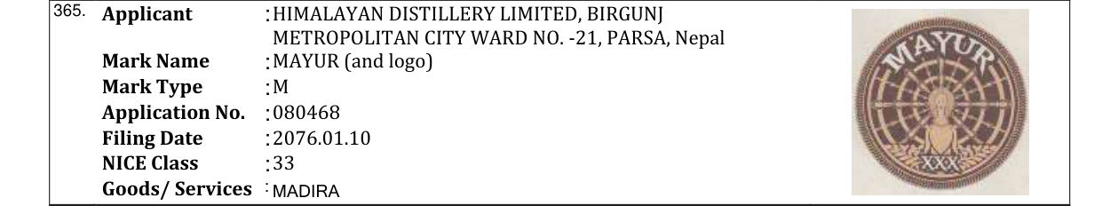 Original bulletin entry for MAYUR (and logo)