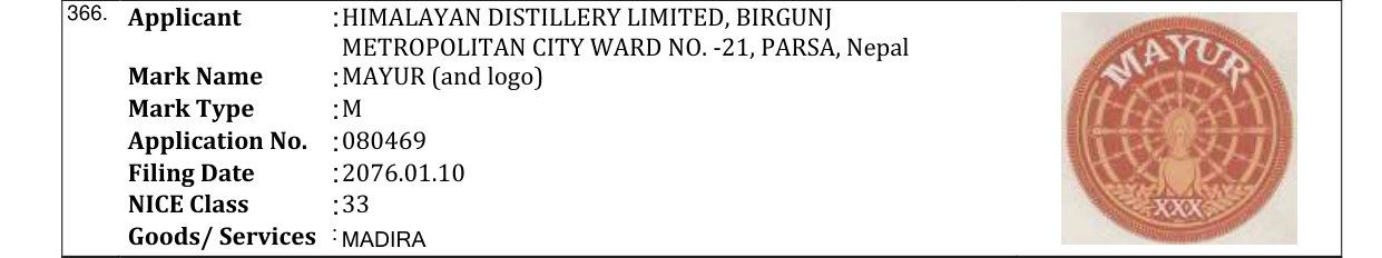Original bulletin entry for MAYUR (and logo)