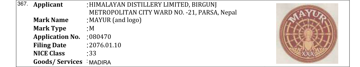 Original bulletin entry for MAYUR (and logo)