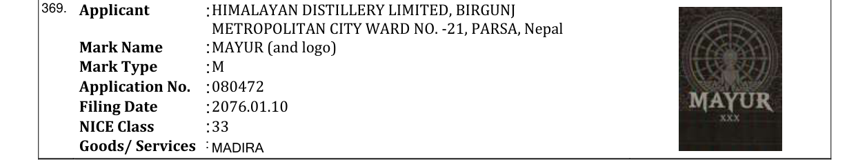 Original bulletin entry for MAYUR (and logo)