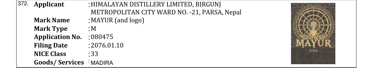 Original bulletin entry for MAYUR (and logo)