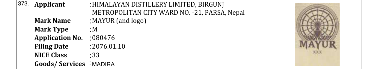 Original bulletin entry for MAYUR (and logo)