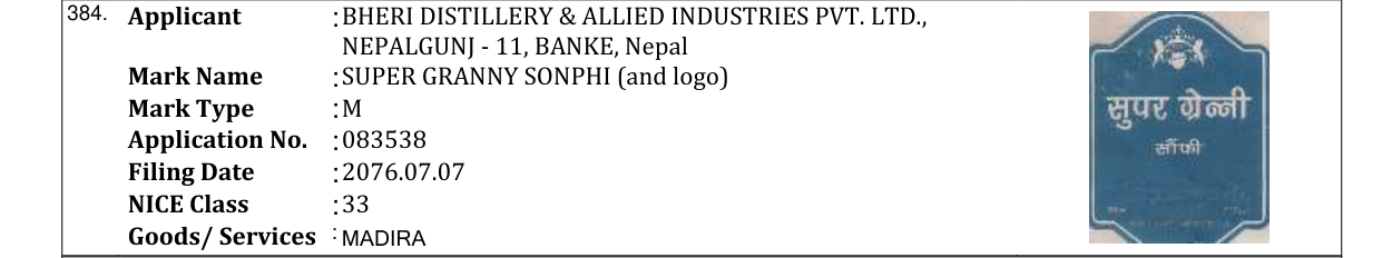 Original bulletin entry for SUPER GRANNY SONPHI (and logo)