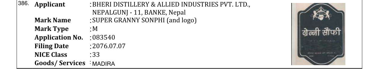 Original bulletin entry for SUPER GRANNY SONPHI (and logo)