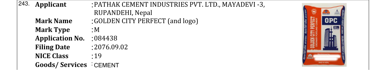 Original bulletin entry for GOLDEN CITY PERFECT (and logo)