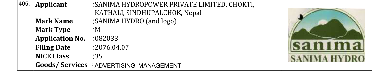 Original bulletin entry for SANIMA HYDRO (and logo)