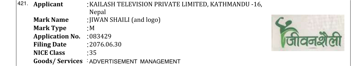 Original bulletin entry for JIWAN SHAILI (and logo)