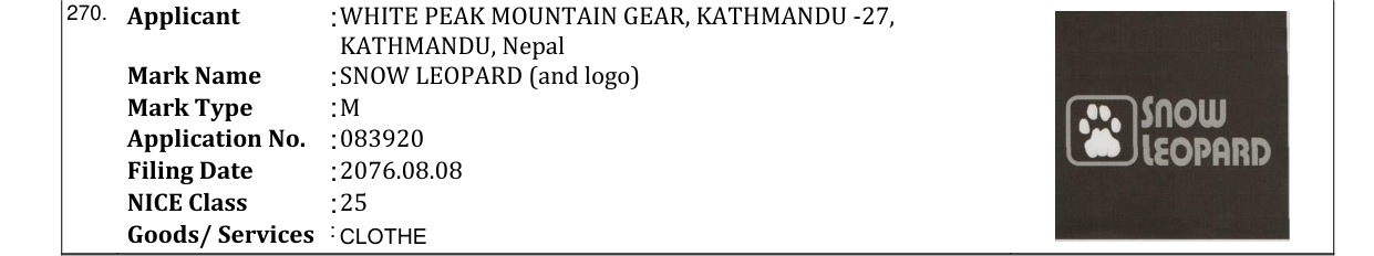 Original bulletin entry for SNOW LEOPARD (and logo)