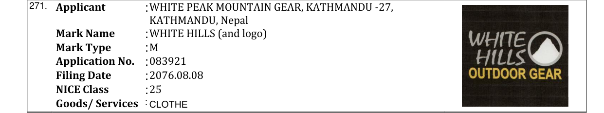 Original bulletin entry for WHITE HILLS (and logo)