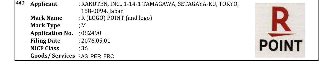 Original bulletin entry for R (LOGO) POINT (and logo)
