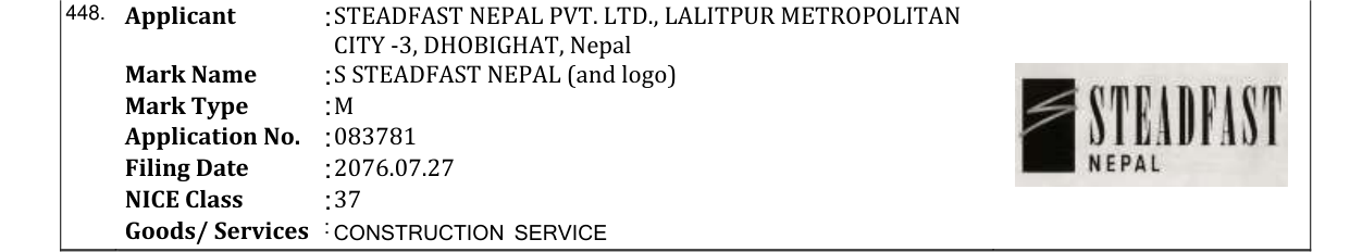 Original bulletin entry for S STEADFAST NEPAL (and logo)