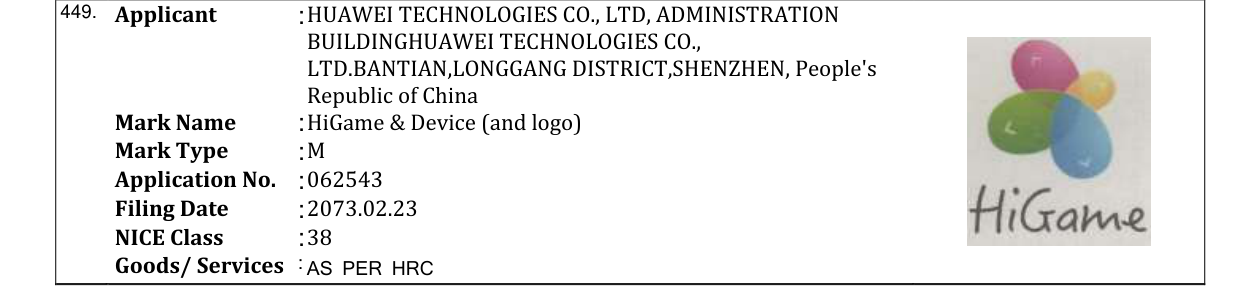 Original bulletin entry for HiGame & Device (and logo)