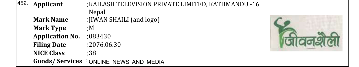 Original bulletin entry for JIWAN SHAILI (and logo)