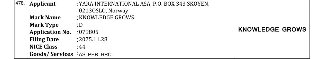 Original bulletin entry for KNOWLEDGE GROWS