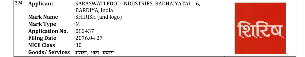 Original bulletin entry for SHIRISH (and logo)