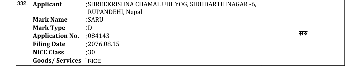 Original bulletin entry for SARU