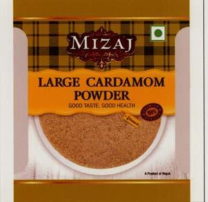 MIZAJ LARGE CARDAMOM POWDER (and logo) trademark logo