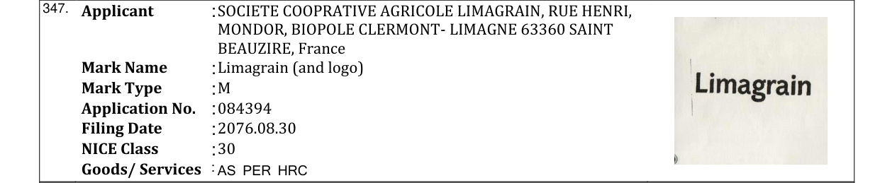 Original bulletin entry for Limagrain (and logo)
