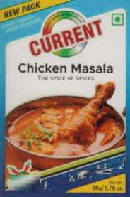 CURRENT CHICKEN MASALA (and logo) trademark logo