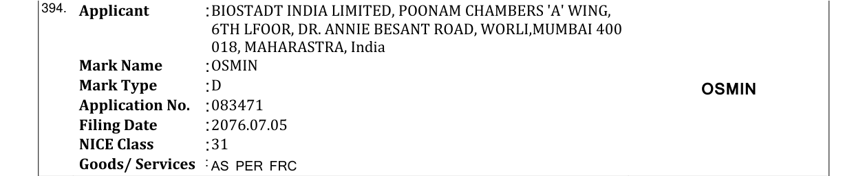 Original bulletin entry for OSMIN