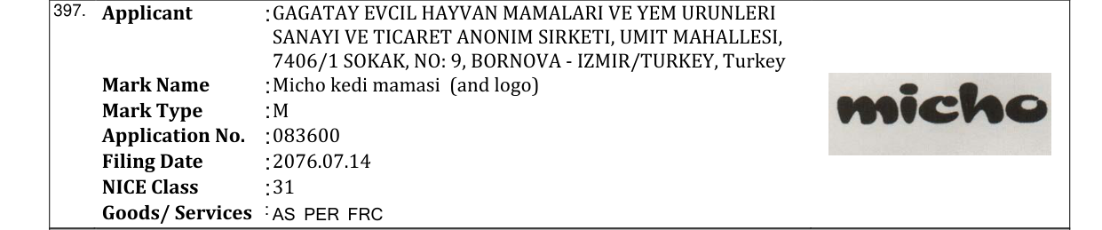 Original bulletin entry for Micho kedi mamasi (and logo)