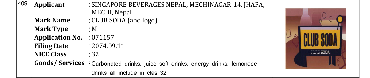 Original bulletin entry for CLUB SODA (and logo)