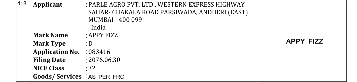 Original bulletin entry for APPY FIZZ