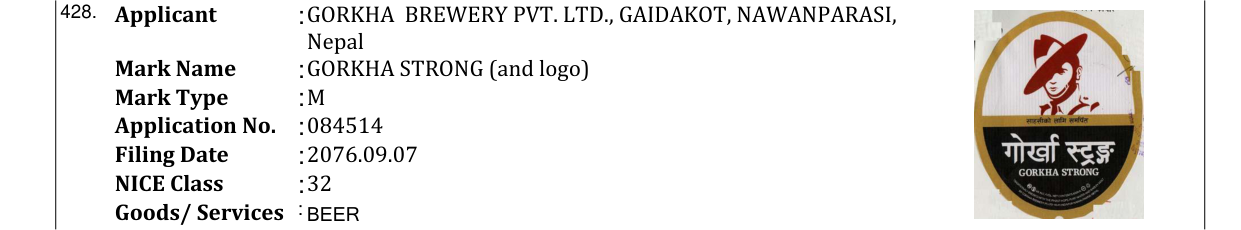 Original bulletin entry for GORKHA STRONG (and logo)