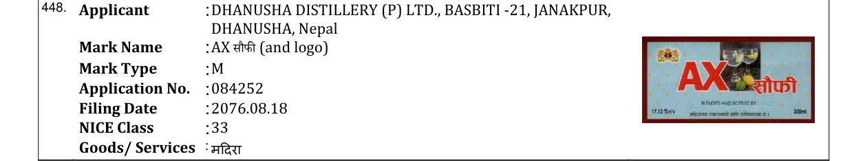 Original bulletin entry for AX सौफी (and logo)