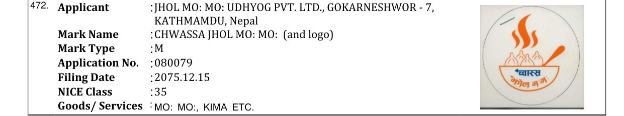 Original bulletin entry for CHWASSA JHOL MO: MO: (and logo)