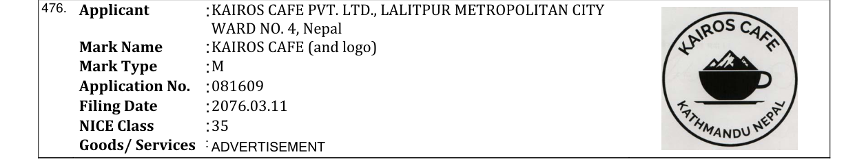 Original bulletin entry for KAIROS CAFE (and logo)