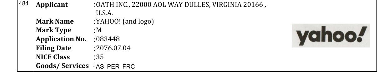 Original bulletin entry for YAHOO! (and logo)