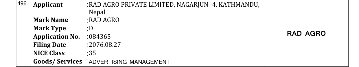 Original bulletin entry for RAD AGRO