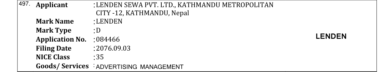 Original bulletin entry for LENDEN