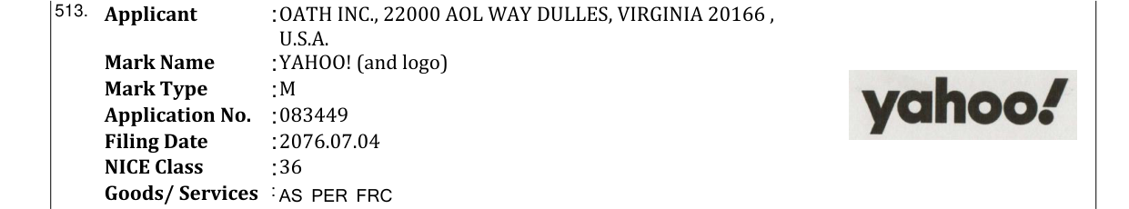 Original bulletin entry for YAHOO! (and logo)
