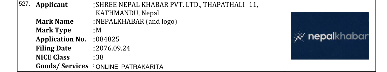 Original bulletin entry for NEPALKHABAR (and logo)