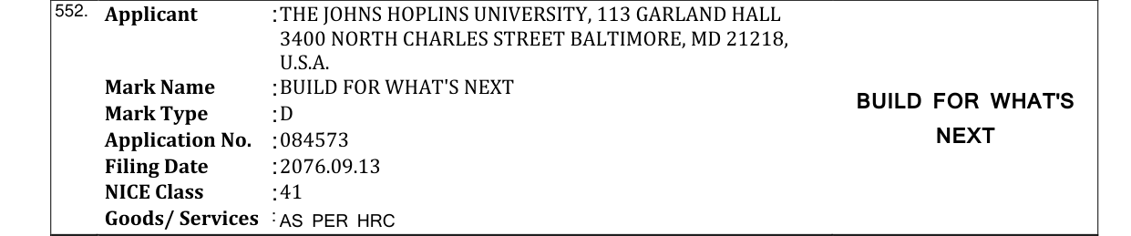 Original bulletin entry for BUILD FOR WHAT'S NEXT BUILD FOR WHAT'S