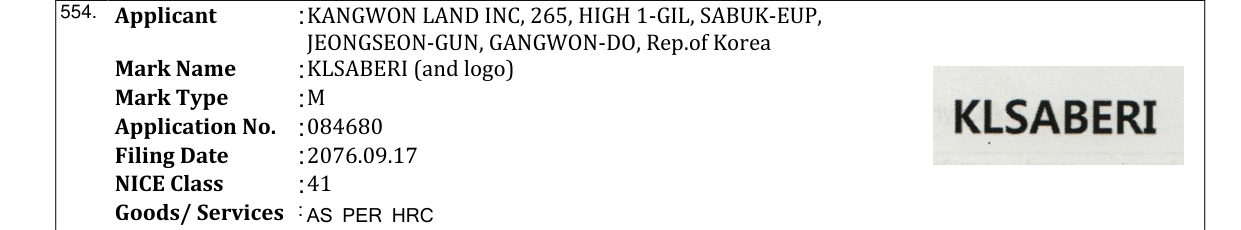 Original bulletin entry for KLSABERI (and logo)