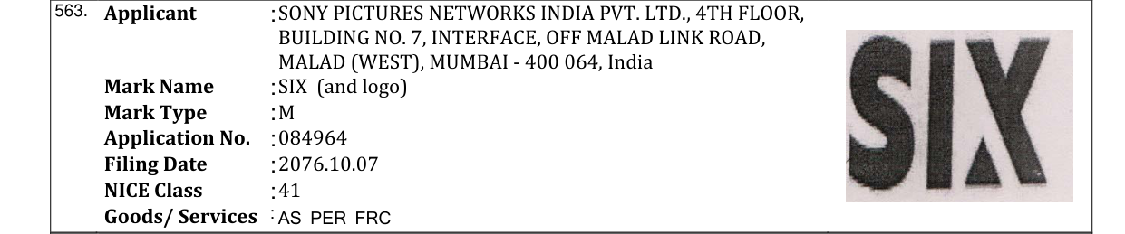 Original bulletin entry for SIX (and logo)