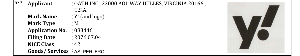Original bulletin entry for Y! (and logo)