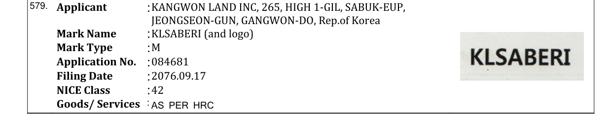 Original bulletin entry for KLSABERI (and logo)