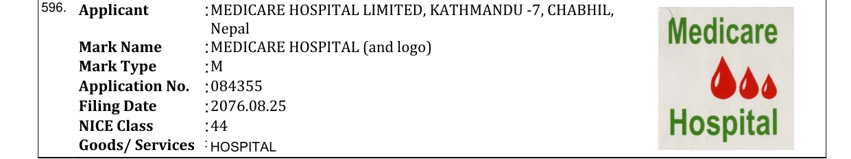 Original bulletin entry for MEDICARE HOSPITAL (and logo)