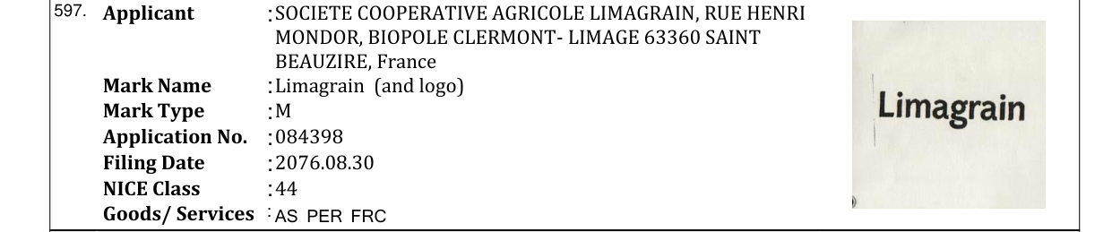 Original bulletin entry for Limagrain (and logo)