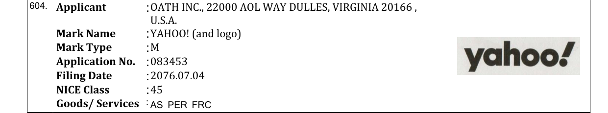 Original bulletin entry for YAHOO! (and logo)