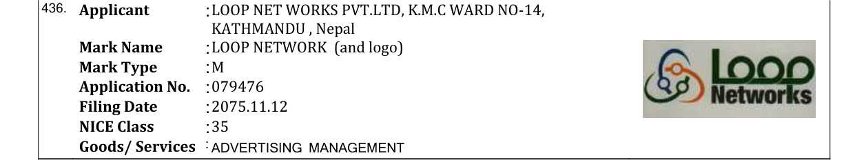 Original bulletin entry for LOOP NETWORK (and logo)