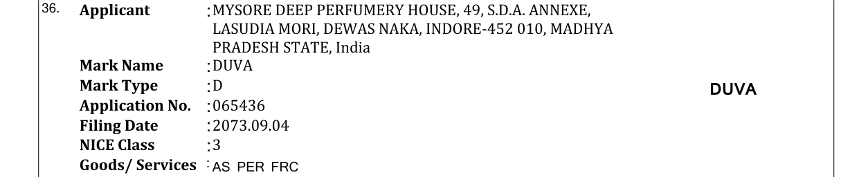 Original bulletin entry for DUVA