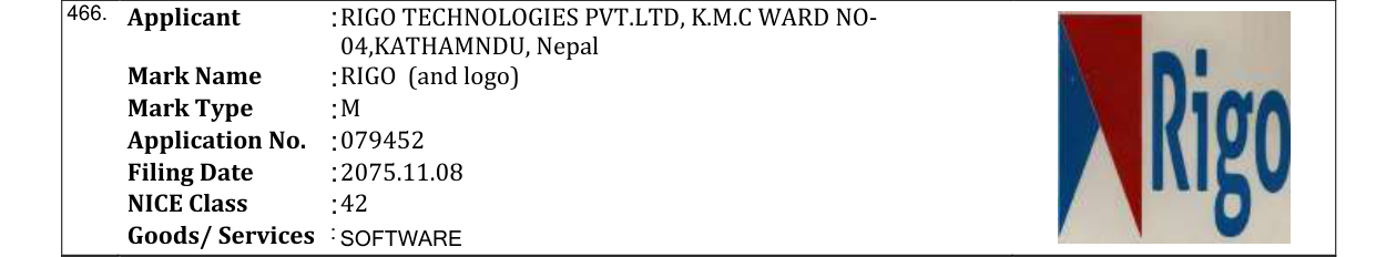 Original bulletin entry for RIGO (and logo)