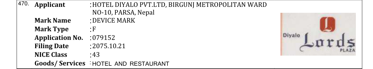 Original bulletin entry for DEVICE MARK