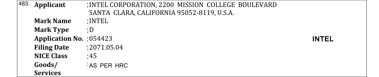 Original bulletin entry for INTEL